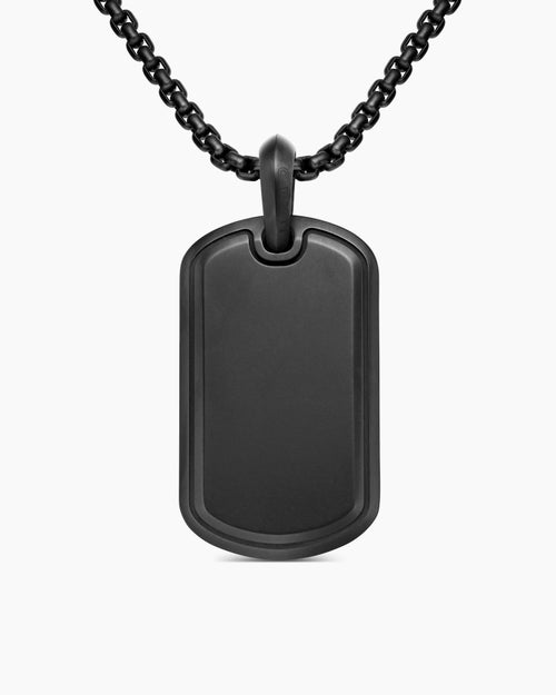 Mens Sculpted Cable Tag in Black Titanium, 35mm