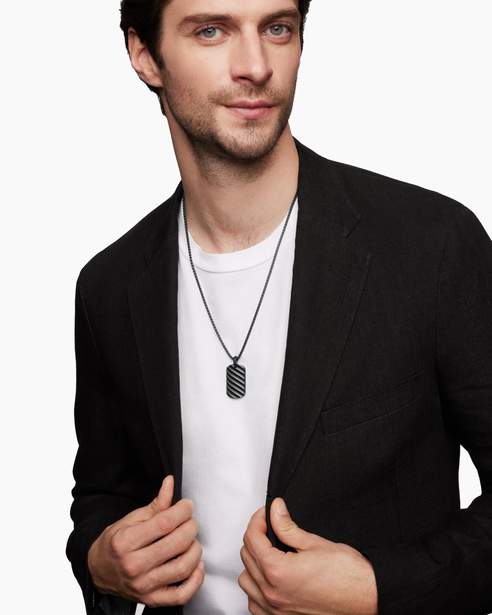 Médaille Sculpted Cable en titane noir, 35 mm homme