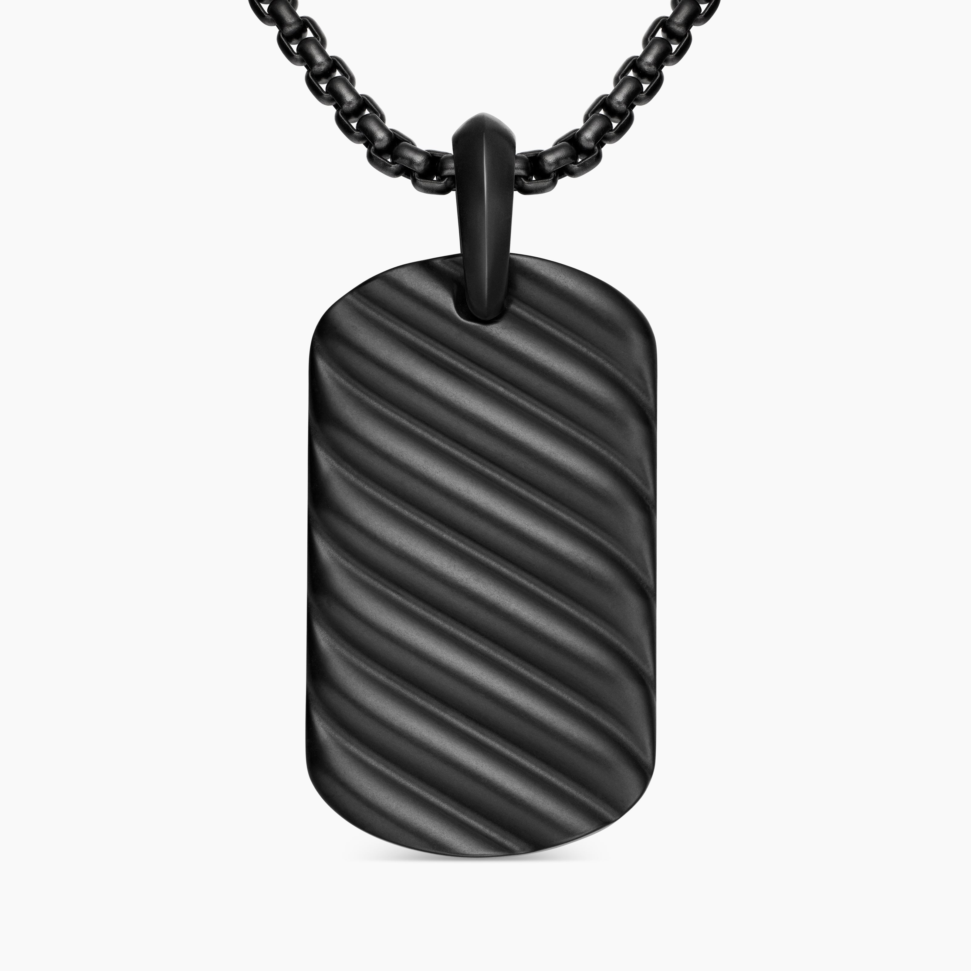 M&eacute;daille Sculpted Cable en titane noir, 35 mm hommes 
