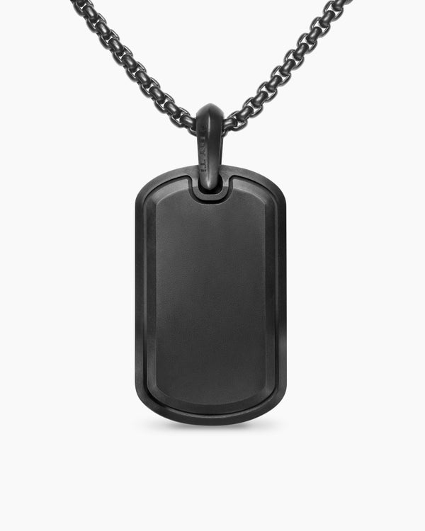 Médaille Chevron en titane noir avec diamants noirs, 35 mm