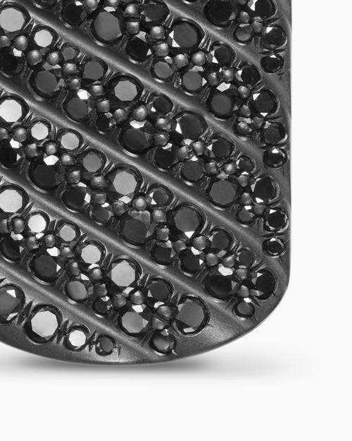 Mens Sculpted Cable Tag in Black Titanium with Black Diamonds, 35mm
