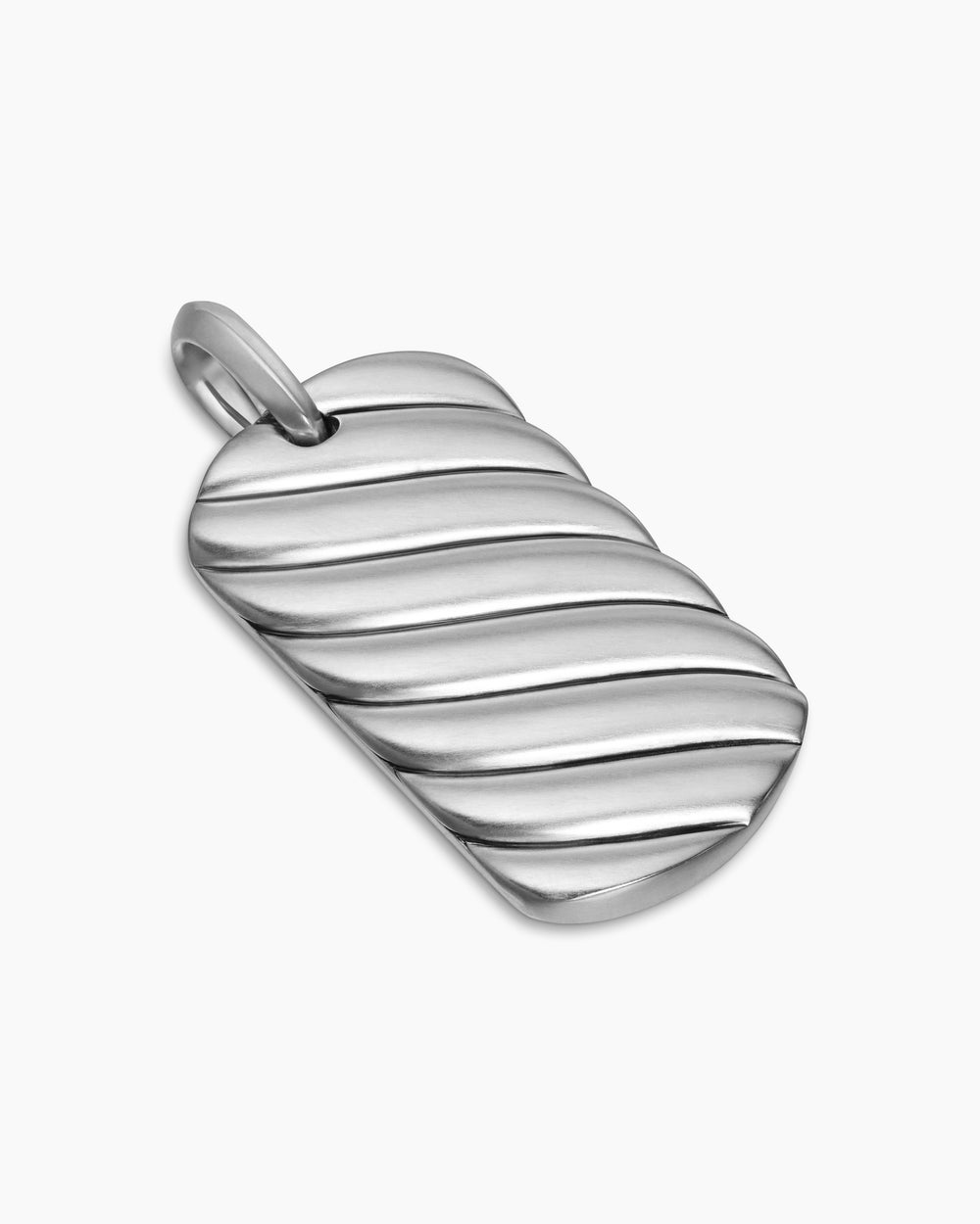 Mens Sculpted Cable Tag in Sterling Silver, 35mm