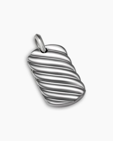 Sculpted Cable Tag in Sterling Silver, 35mm