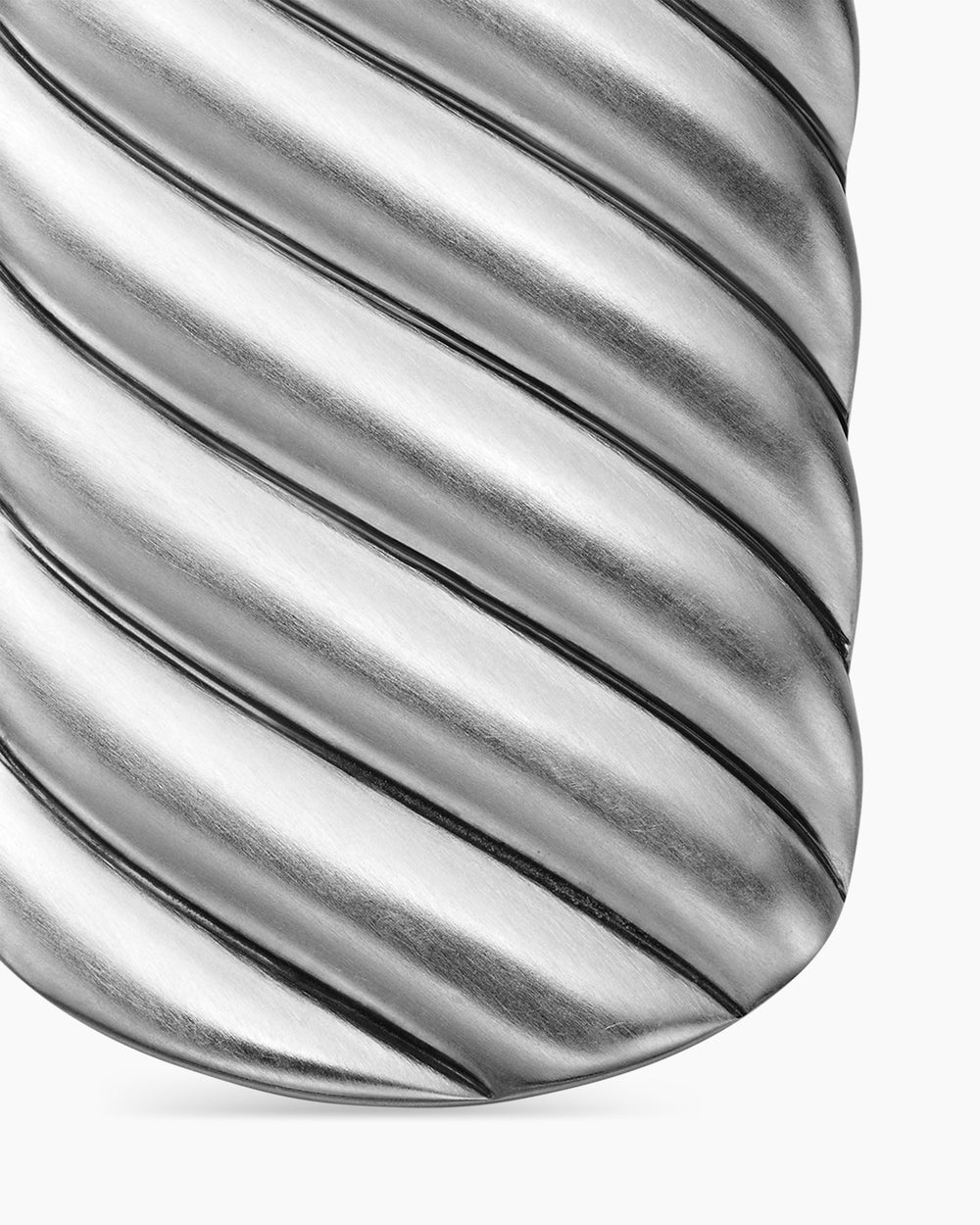 Mens Sculpted Cable Tag in Sterling Silver, 35mm