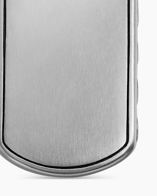 Mens Sculpted Cable Tag in Sterling Silver, 35mm