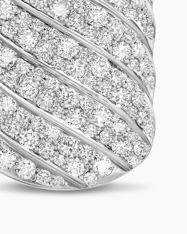 Bague torsadée sculptée Cable en argent sterling avec diamants, 17 mm