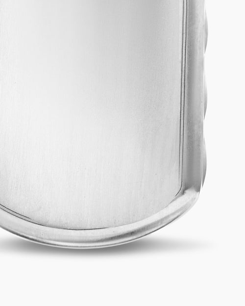 Mens Sculpted Cable Tag in Sterling Silver with Diamonds, 35mm