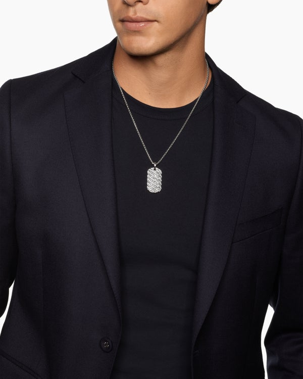 Bague torsadée sculptée Cable en argent sterling avec diamants, 17 mm