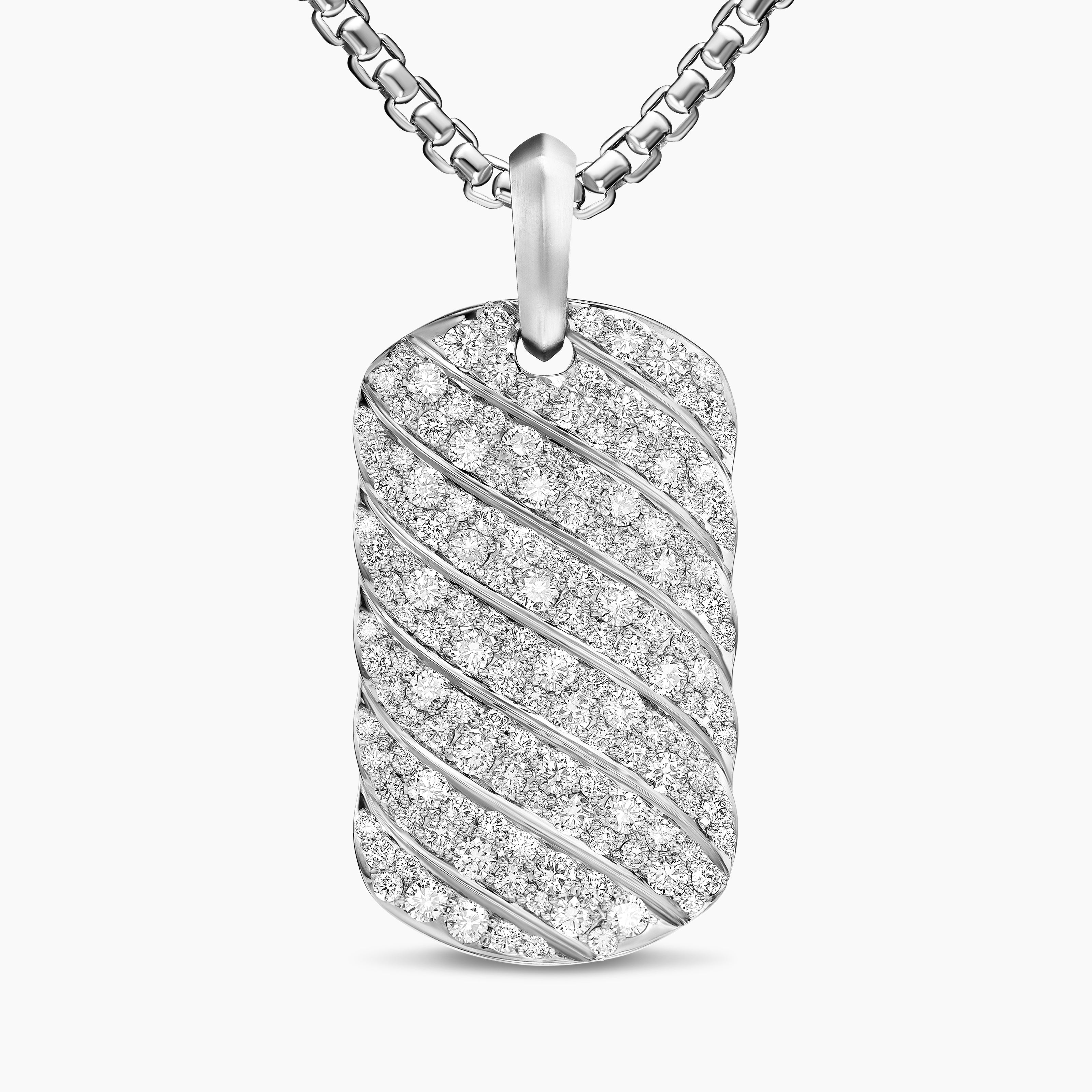 Bague Sculpted Cable en argent massif avec diamants, 35 mm homme 