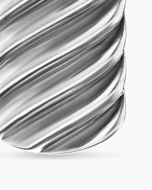 Mens Sculpted Cable Tag in 18K White Gold, 35mm
