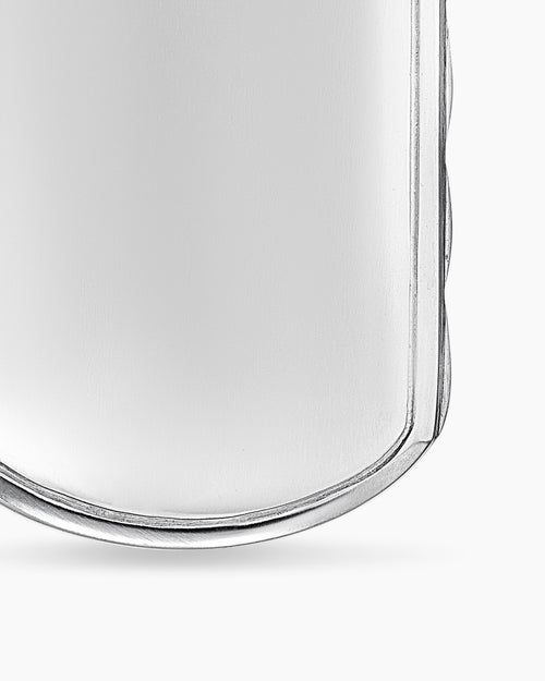 Mens Sculpted Cable Tag in 18K White Gold, 35mm
