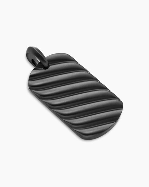 Mens Sculpted Cable Tag in Black Titanium, 42mm