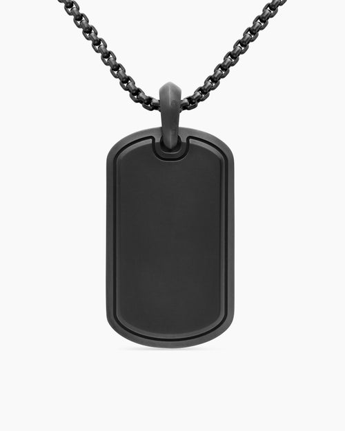 Mens Sculpted Cable Tag in Black Titanium, 42mm