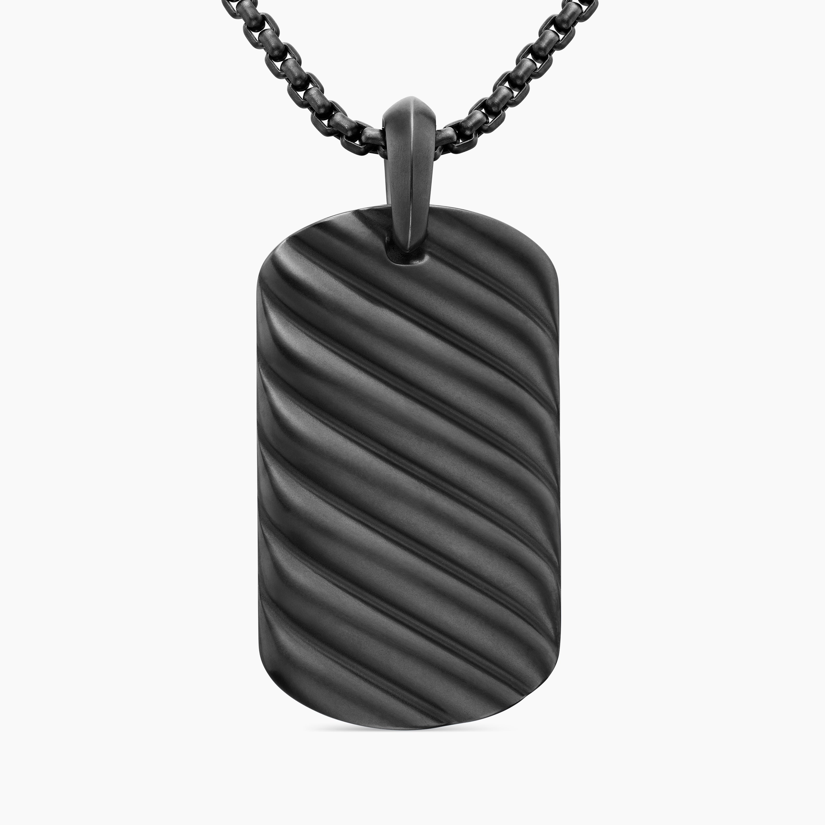 Mens Sculpted Cable Tag in Black Titanium, 42mm