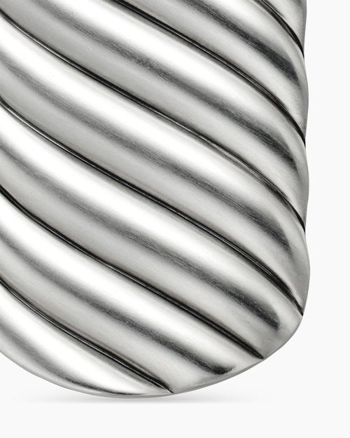 Sculpted Cable Tag in Sterling Silver, 42mm
