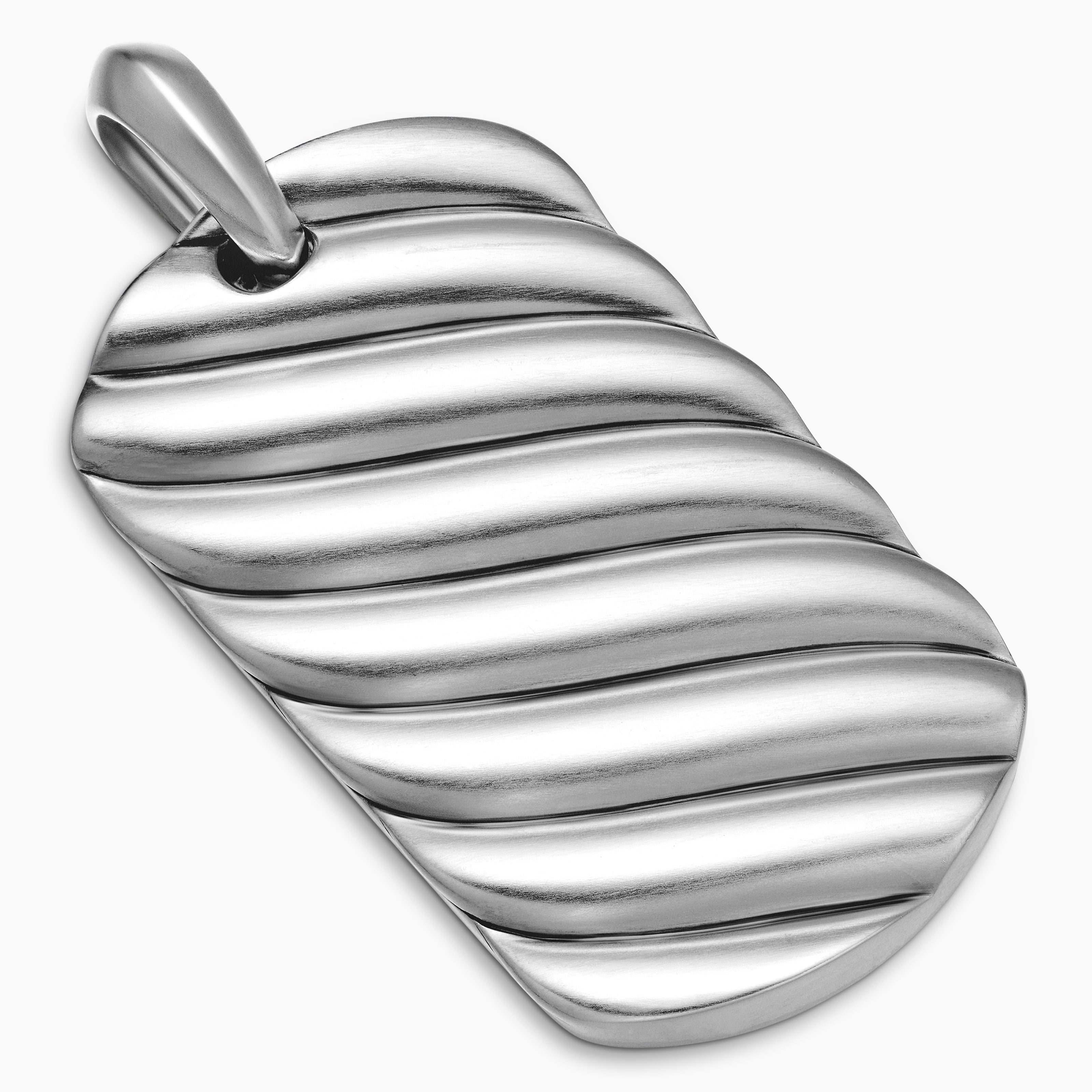 Sculpted Cable Tag in Sterling Silver, 42mm