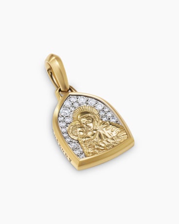 St. Anthony Amulet in 18K Yellow Gold with Diamonds, 21.8mm