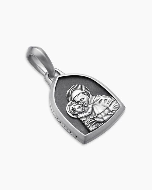 Mens St. Anthony Amulet in Sterling Silver, 21.8mm