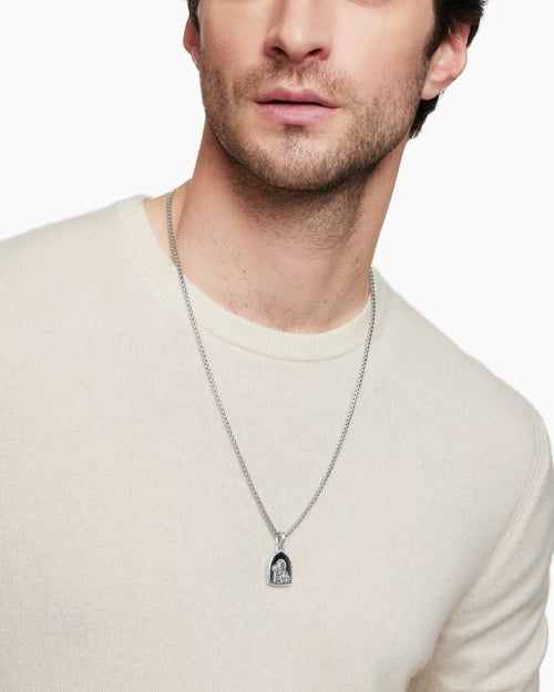 Mens St. Anthony Amulet in Sterling Silver, 21.8mm