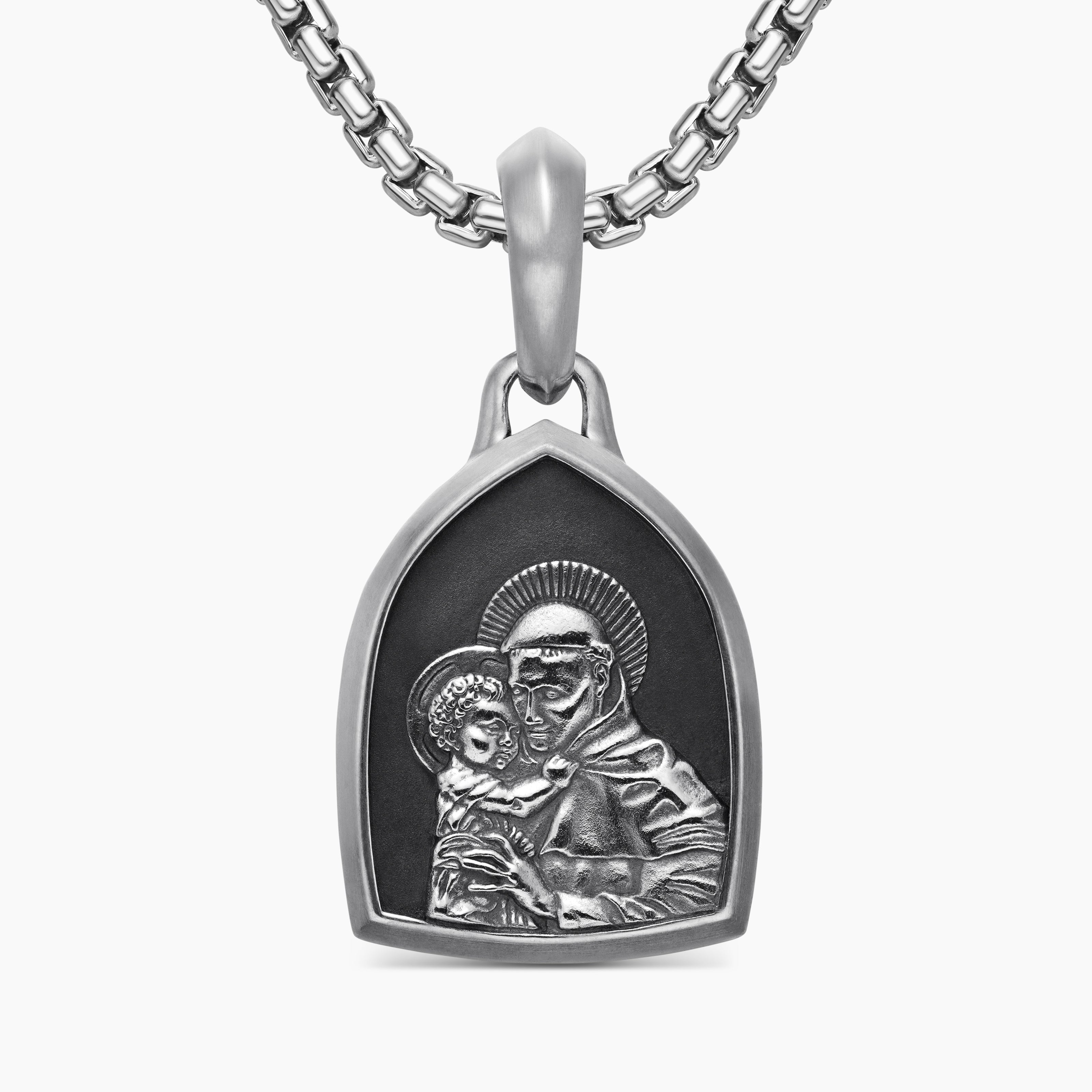 Mens St. Anthony Amulet in Sterling Silver, 21.8mm