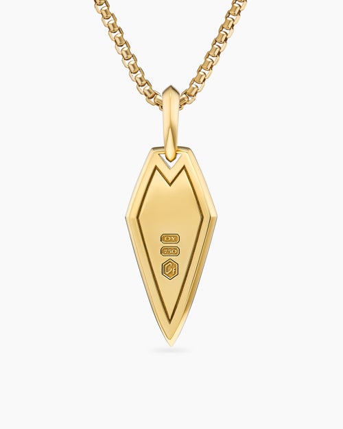 Mens Spearpoint Amulet in 18K Yellow Gold with Forged Carbon, 27mm
