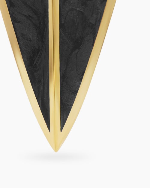 Mens Spearpoint Amulet in 18K Yellow Gold with Forged Carbon, 27mm