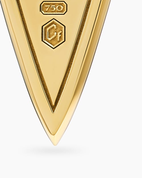 Mens Spearpoint Amulet in 18K Yellow Gold with Forged Carbon, 27mm