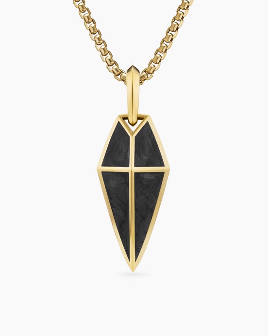 Spearpoint Amulet in 18K Yellow Gold with Forged Carbon, 27mm