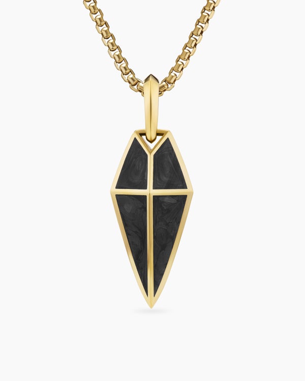 Spearpoint Amulet in 18K Yellow Gold with Forged Carbon, 27mm