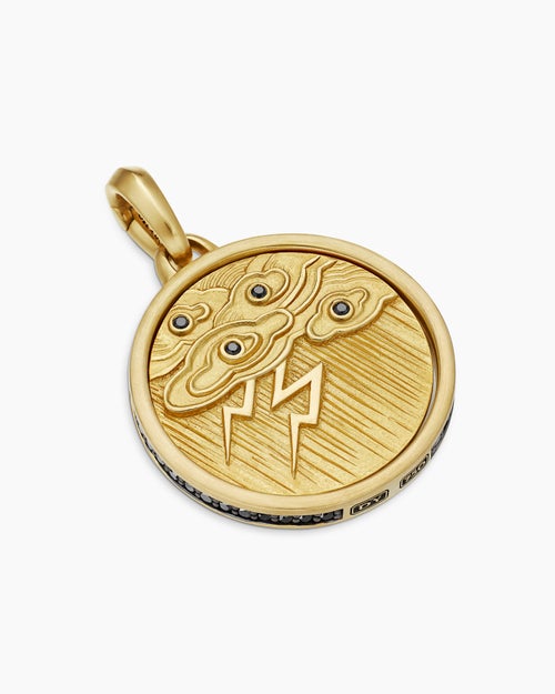 Mens Storm Duality Amulet in 18K Yellow Gold with Diamonds, 23.6mm