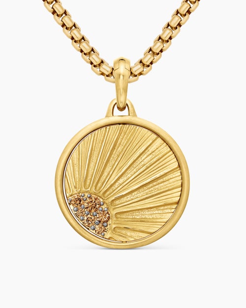 Mens Storm Duality Amulet in 18K Yellow Gold with Diamonds, 23.6mm