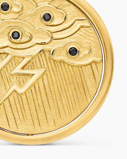 Mens Storm Duality Amulet in 18K Yellow Gold with Diamonds, 23.6mm