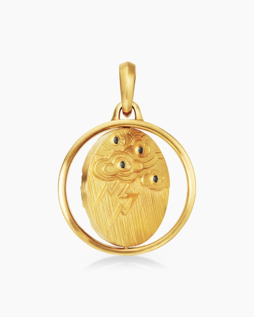 Mens Storm Duality Amulet in 18K Yellow Gold with Diamonds, 23.6mm