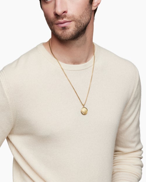 Mens Storm Duality Amulet in 18K Yellow Gold with Diamonds, 23.6mm