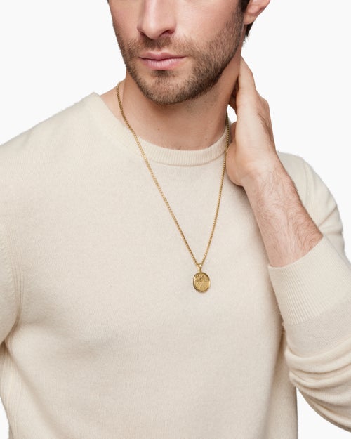 Mens Storm Duality Amulet in 18K Yellow Gold with Diamonds, 23.6mm