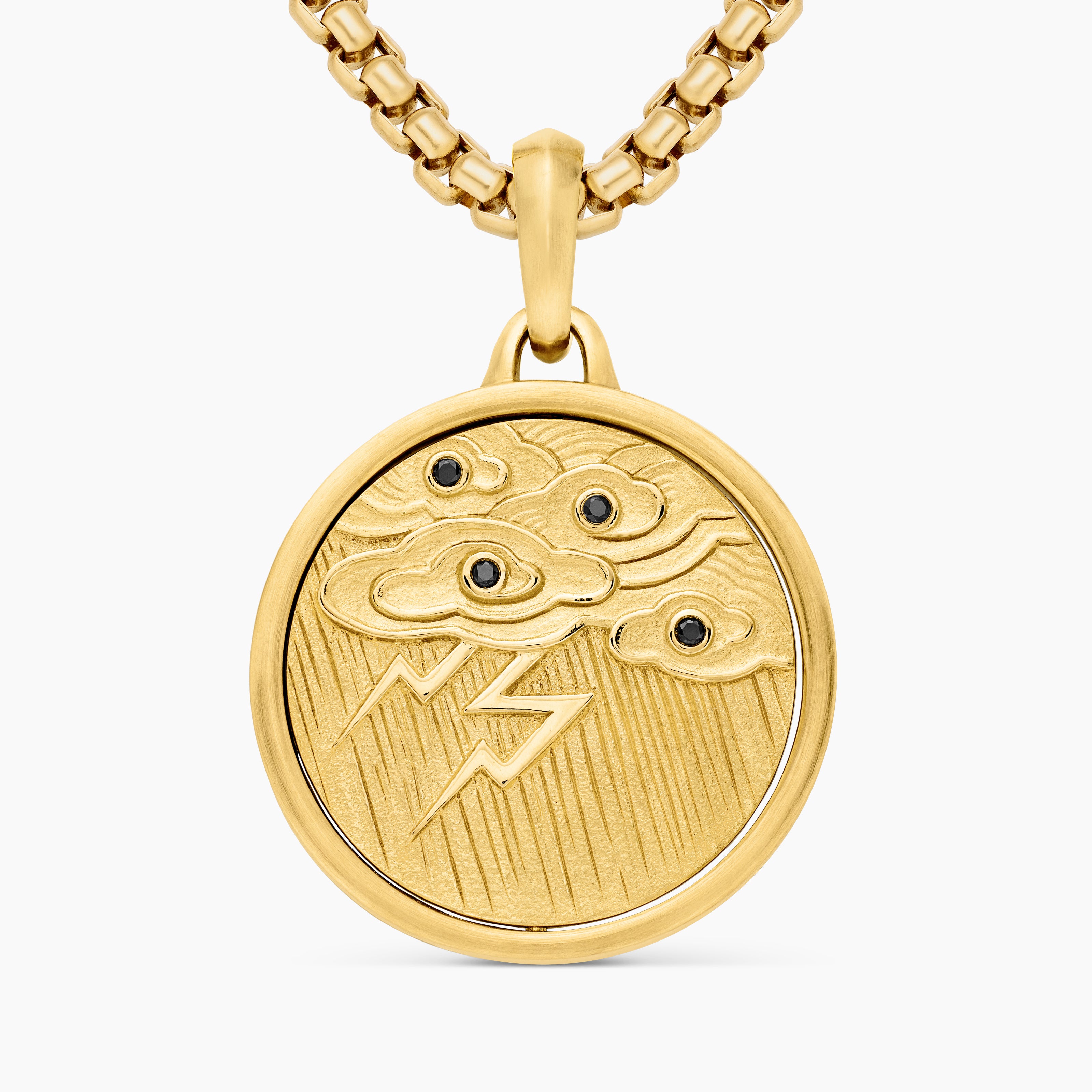 Mens Storm Duality Amulet in 18K Yellow Gold with Diamonds, 23.6mm