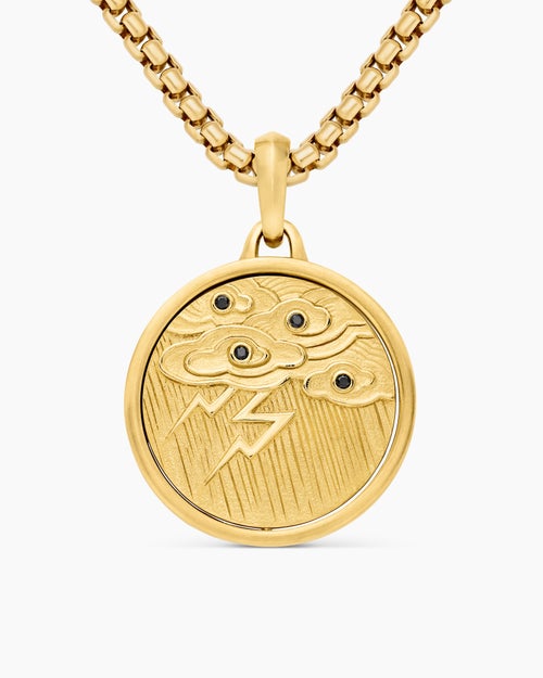 Mens Storm Duality Amulet in 18K Yellow Gold with Diamonds, 23.6mm