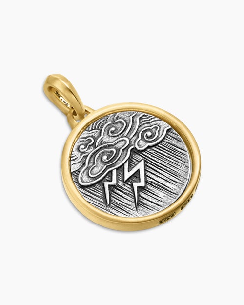 Mens Storm Duality Amulet in Sterling Silver with 18K Yellow Gold, 23.6mm
