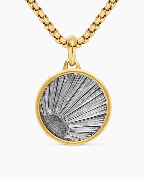 Mens Storm Duality Amulet in Sterling Silver with 18K Yellow Gold, 23.6mm