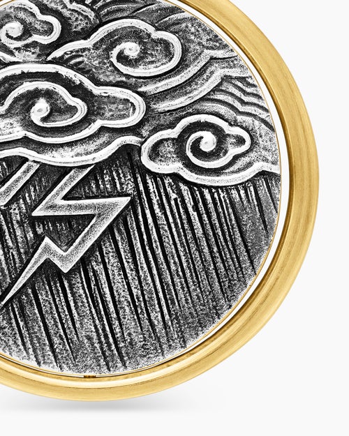 Mens Storm Duality Amulet in Sterling Silver with 18K Yellow Gold, 23.6mm