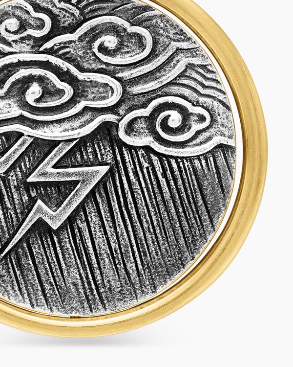 Amulette Duality Tempête en argent massif avec or jaune 18 carats, 23,6 mm