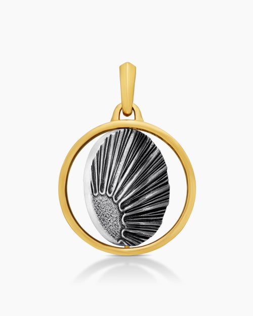 Mens Storm Duality Amulet in Sterling Silver with 18K Yellow Gold, 23.6mm