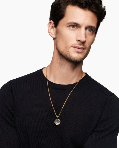 Mens Storm Duality Amulet in Sterling Silver with 18K Yellow Gold, 23.6mm