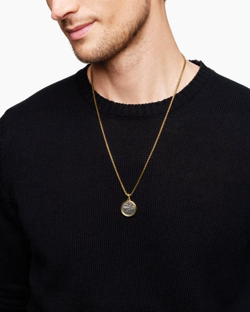 Mens Storm Duality Amulet in Sterling Silver with 18K Yellow Gold, 23.6mm