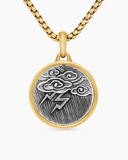 Mens Storm Duality Amulet in Sterling Silver with 18K Yellow Gold, 23.6mm