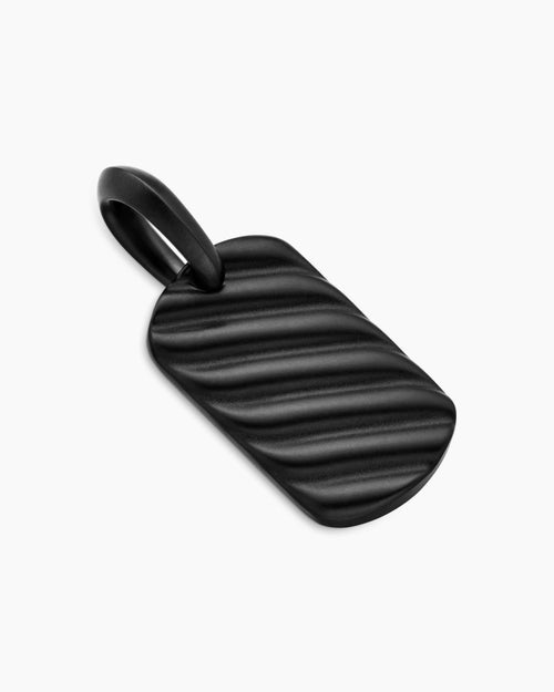 Mens Sculpted Cable Tag in Black Titanium, 21mm