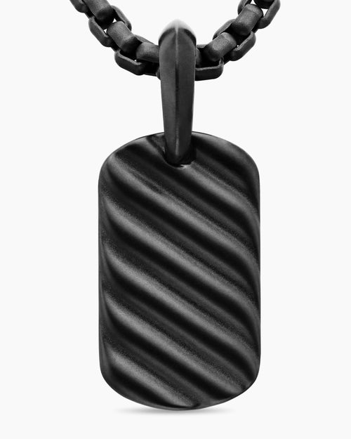 Mens Sculpted Cable Tag in Black Titanium, 21mm