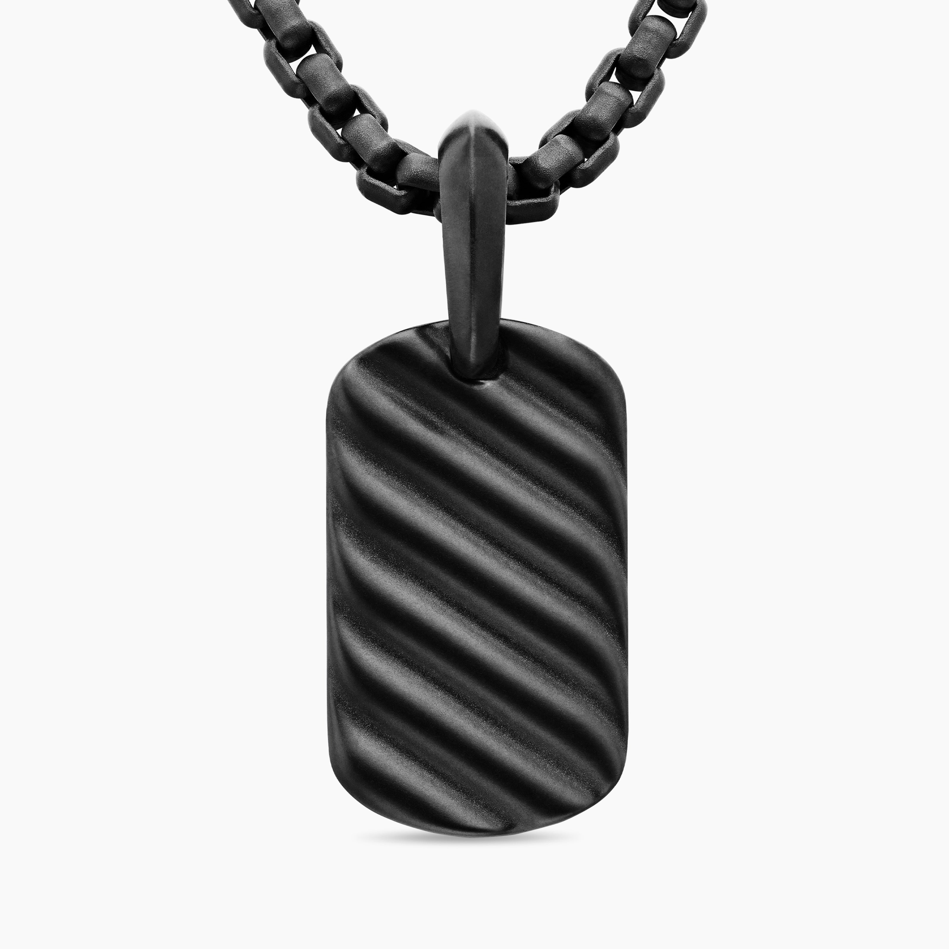 Mens Sculpted Cable Tag in Black Titanium, 21mm