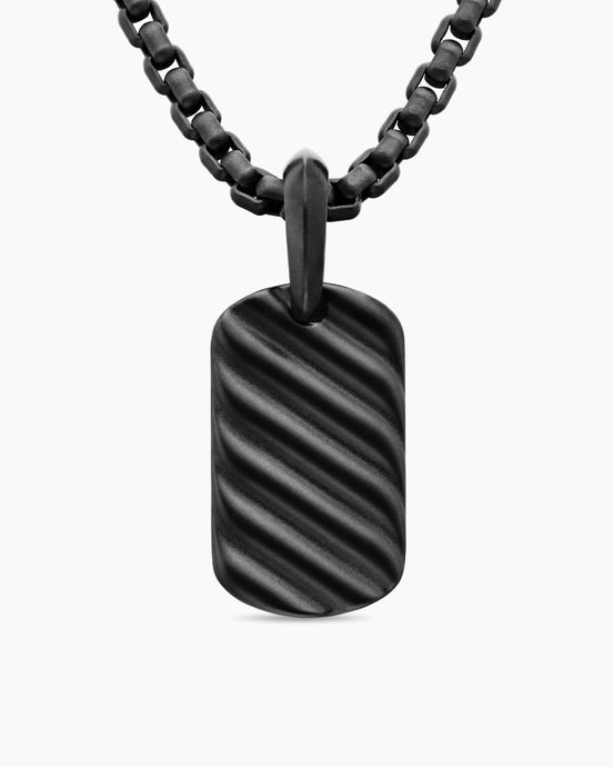 Sculpted Cable Tag in Black Titanium, 21mm