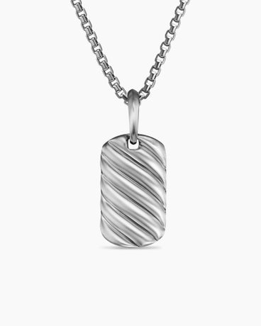 Sculpted Cable Tag in Sterling Silver, 21mm